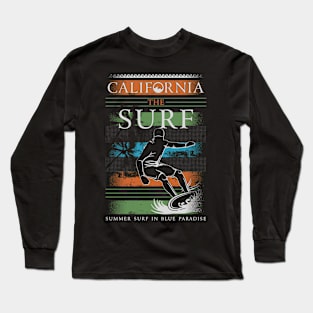 California The Surf Cool Surfer Design Long Sleeve T-Shirt